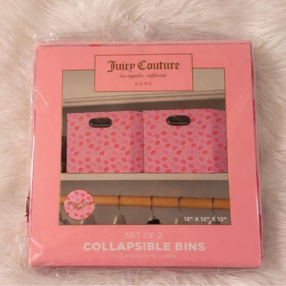Juicy Couture Pink Lip Print Storage Bins